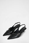 Buckle Faux Leather Pointed Toe Sling Back Court Shoes - Black