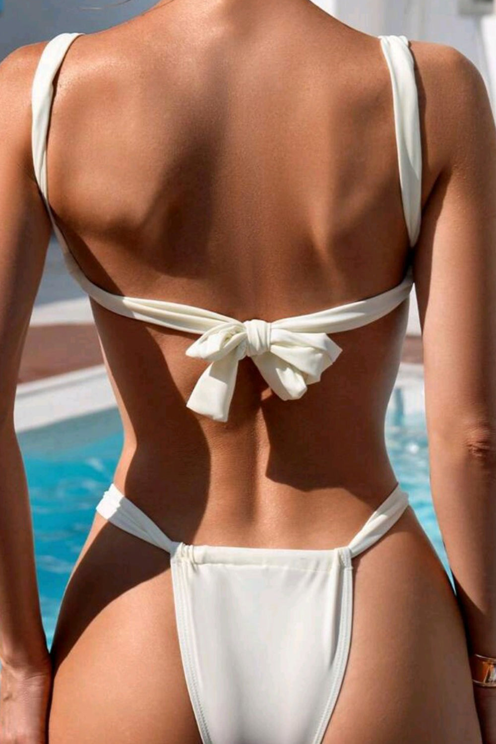 Knot Front Strappy Bikini Set - White