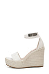 Espadrille Wide Fit Open Toe Platform Wedge Sandals - White