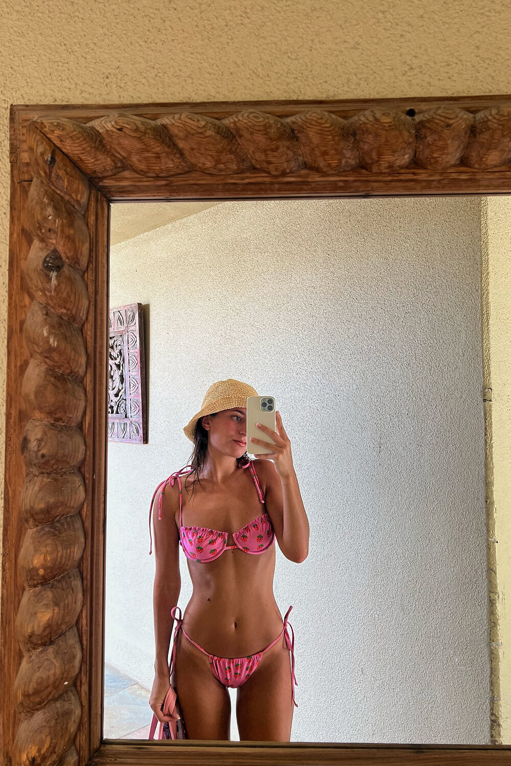 Pink Sparkly Balconette Underwire High-Waist Bikini Set