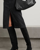 Faux Suede Pointed Toe Knee-High Boots