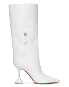 Faux Leather Pointed Toe Wide Calf Knee-High Boots