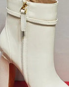 Buckle Detail Faux Leather Platform Block Heeled Ankle Booties