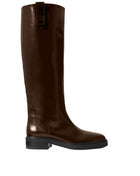 Calf Leather Knee High Flat Boots