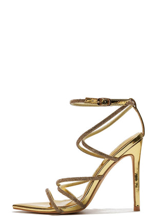 Diamante Embellished Strappy Pointed Toe High Heels
