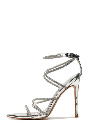 Diamante Embellished Strappy Pointed Toe High Heels