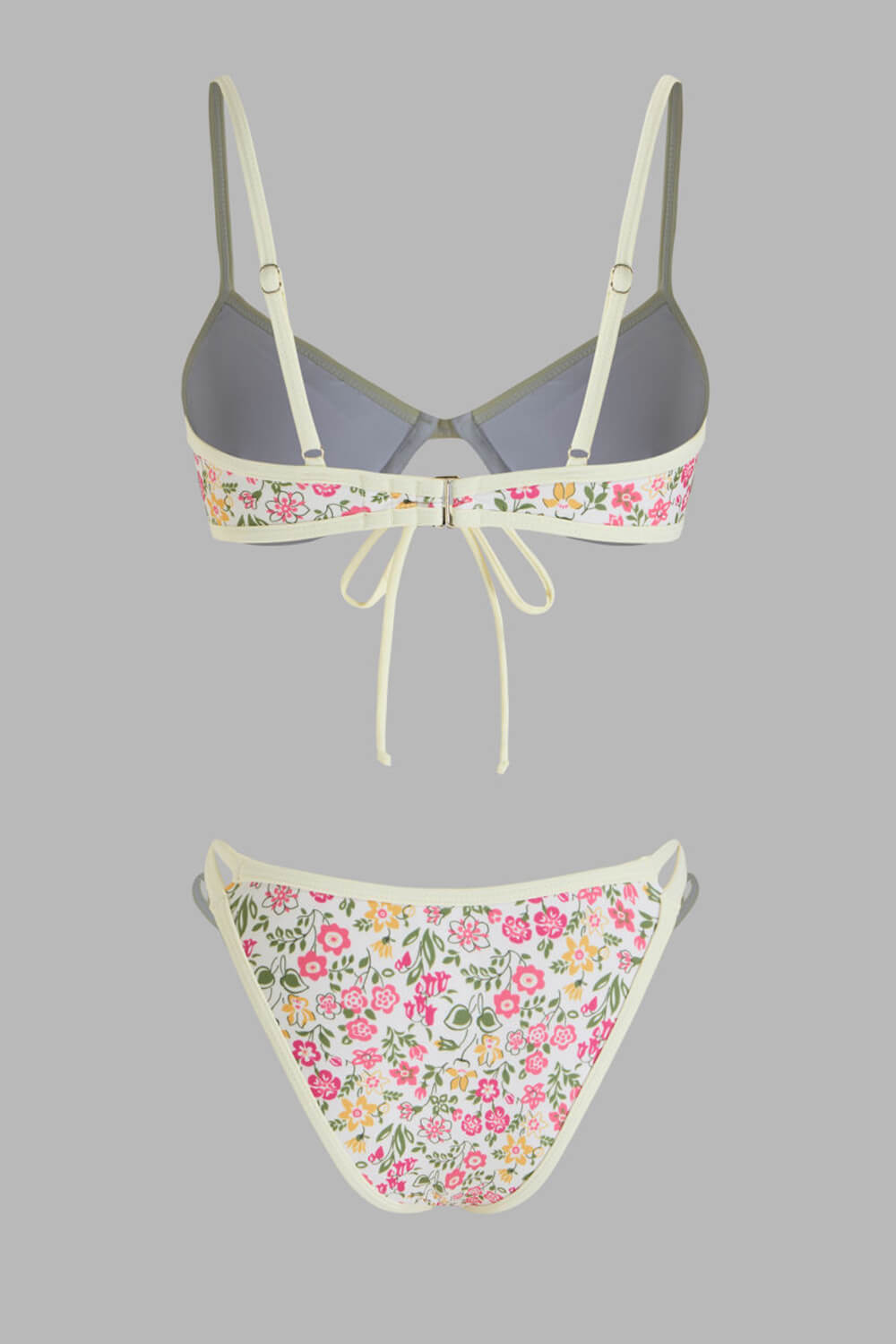 Azure Feather Print Wire V Bikini Set
