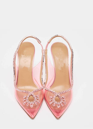 Transparent Crystal Embellished Pvc Slingback Pump Heels