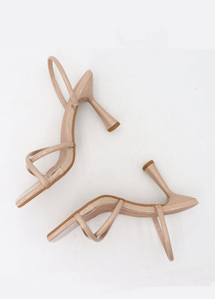 Wide Fit Faux Leather Cross Strap Slingback Heels