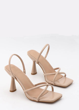 Wide Fit Faux Leather Cross Strap Slingback Heels