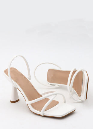 Wide Fit Faux Leather Cross Strap Slingback Heels