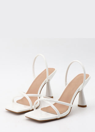 Wide Fit Faux Leather Cross Strap Slingback Heels