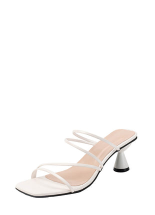 Wide Fit Faux Leather Cross Strap Slingback Heels