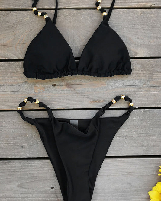 Bikini Set with Beaded Straps - Tropical Glamour main image 1