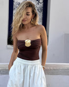 Strapless One Piece Swimsuit With Metal Gold Details