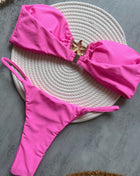 Gold Starfish Detail Bandeau High-Cut Bikini Set
