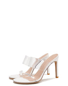 Clear Perspex Double Strap Open Toe Stiletto Heel Sandals