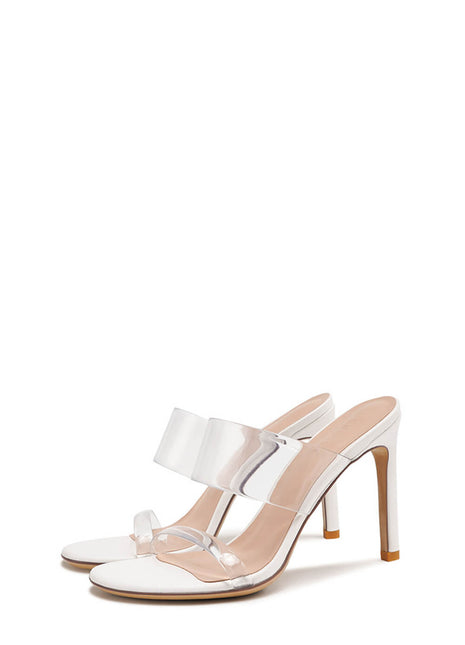 Clear Perspex Double Strap Open Toe Stiletto Heel Sandals