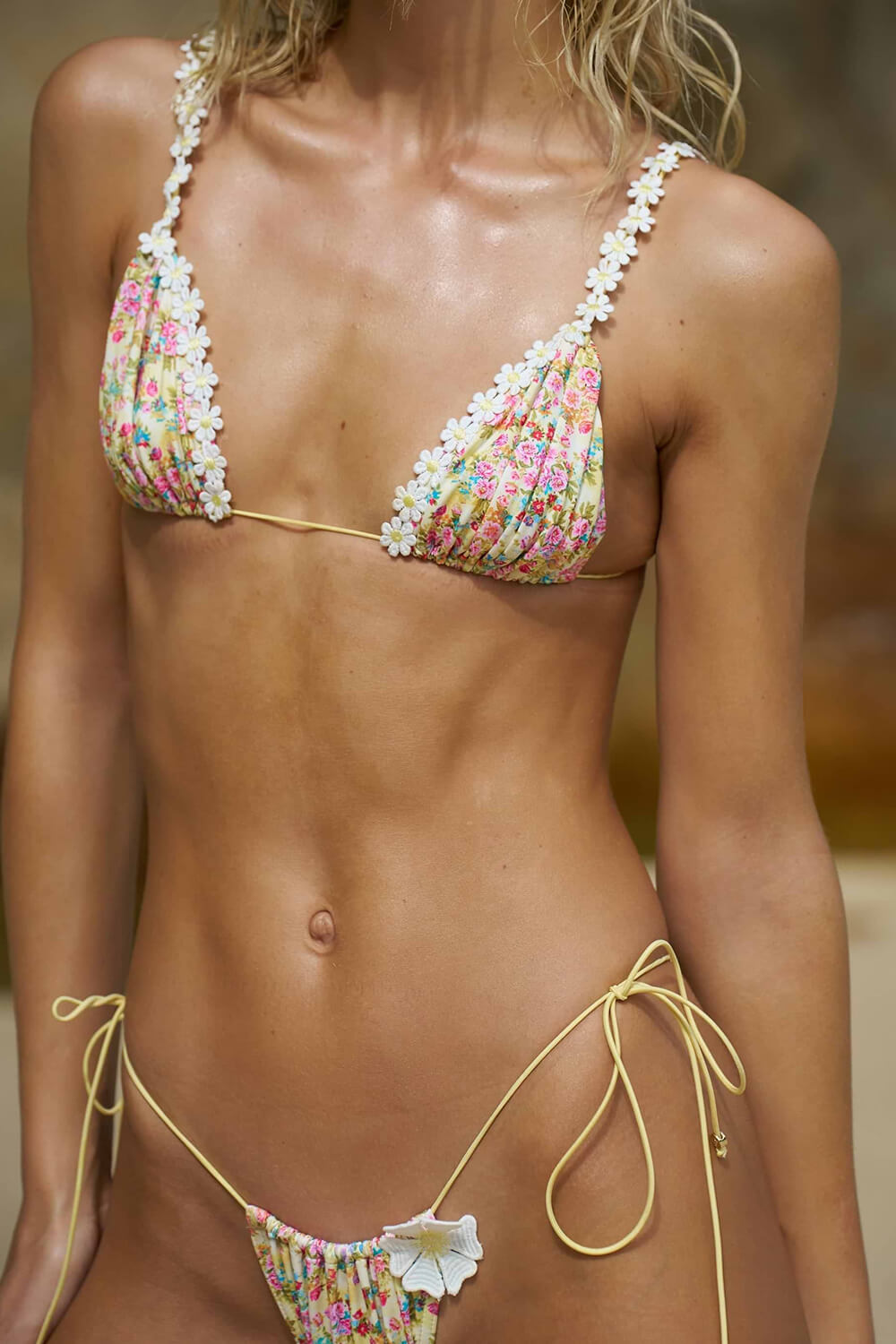Triangle Halter Adjustable Tie High Cut Bikini Set main image 0