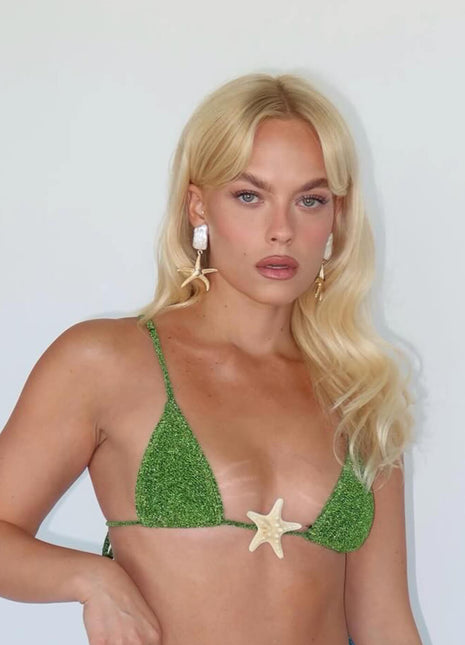 Shimmer Triangle Bralette Bikini Set With Stars Detailing