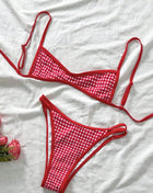 Red Gingham Micro Bralette High-Cut Bikini Set