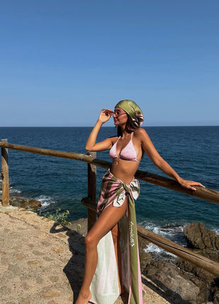 All-Over Floral Print Triangle Tie Side Bikini Set