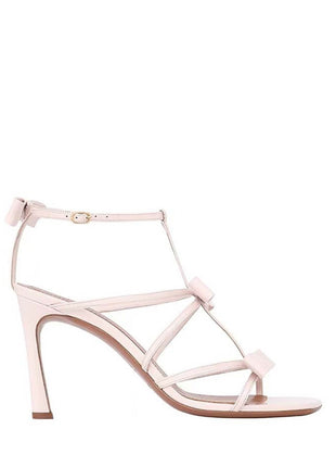 Bow-Detail Strappy Faux Leather Square Toe Sandals
