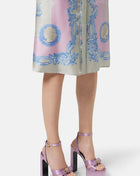 Ribbon Satin Open Square Toe Platform Block Heels