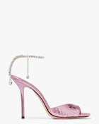 Snakeskin-Effect Diamante Chain Detail Ankle Strap Pointed Toe Stiletto Heel Sandals