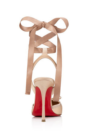 Bow-Detailed Satin Lace-Up Strappy Slingback Stiletto Pumps