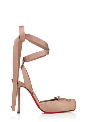 Bow-Detailed Satin Lace-Up Strappy Slingback Stiletto Pumps