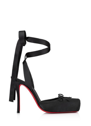 Bow-Detailed Satin Lace-Up Strappy Slingback Stiletto Pumps