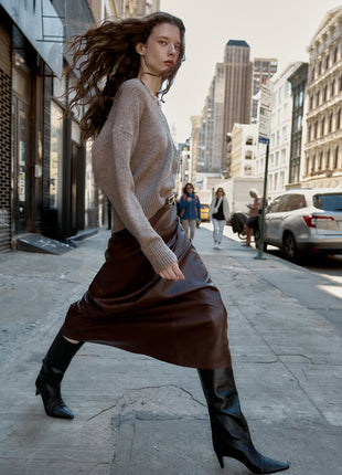 Black Croc Knee High Kitten Heel Boots