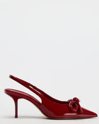 Bow Patent-Leather Slingback Stiletto Heels