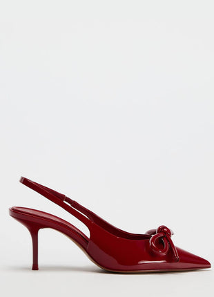 Bow Patent-Leather Slingback Stiletto Heels