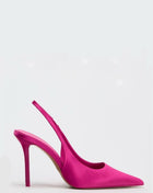 Satin-Effect Pointed Toe Slingback Stiletto Heels