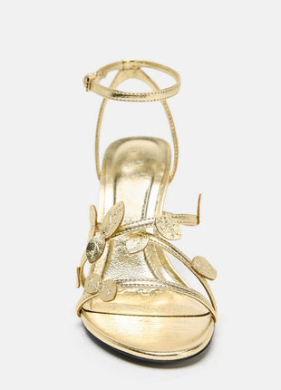 Leaf Detail Slingback High Heeled Sandals