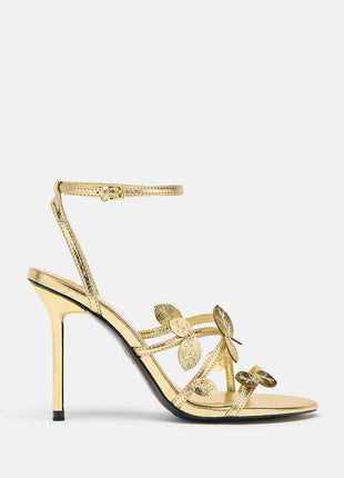 Leaf Detail Slingback High Heeled Sandals