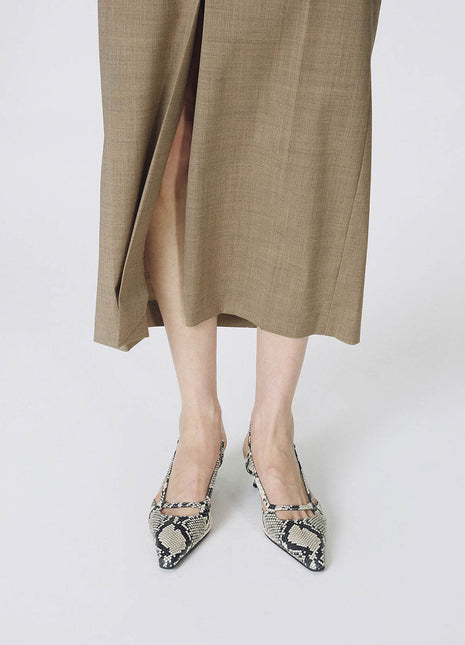 Faux Python-Print Leather Pointed Toe Slingback Stiletto Heel Pumps