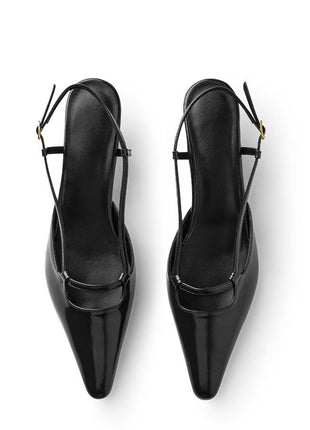 Faux Leather Pointed Toe Slingback Stiletto Heel Pumps