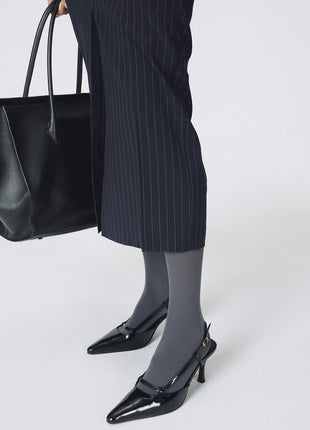 Faux Leather Pointed Toe Slingback Stiletto Heel Pumps