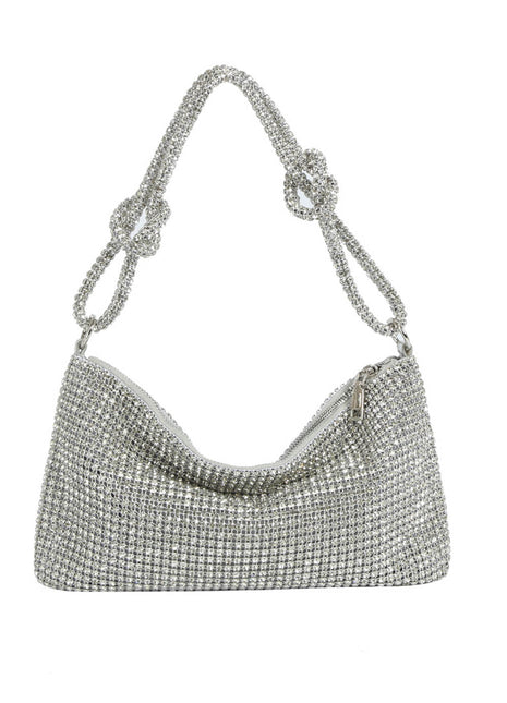 Diamante Rhinestone Knotted Hobo Shoulder Bag