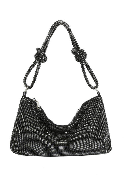 Diamante Rhinestone Knotted Hobo Shoulder Bag