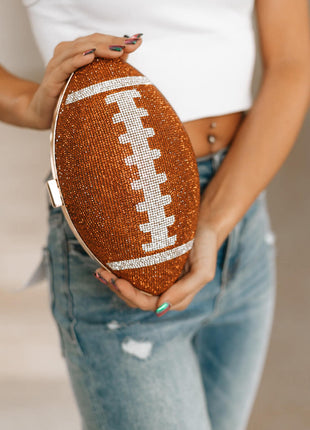 Rhinestone Football Evening Clutch With Straps