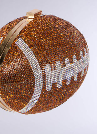 Rhinestone Football Evening Clutch With Straps