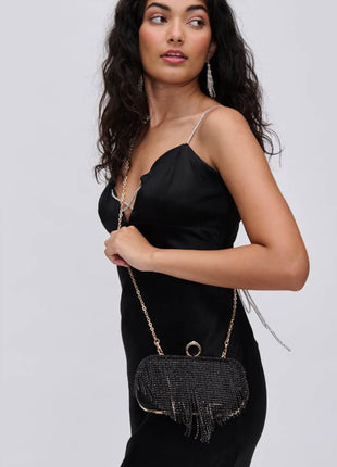 Rhinestone Fringe Evening Clutch