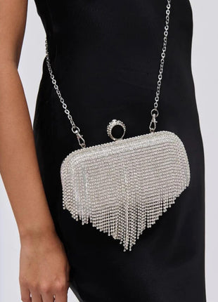 Rhinestone Fringe Evening Clutch