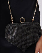 Rhinestone Fringe Evening Clutch