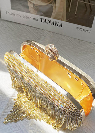 Rhinestone Fringe Evening Clutch