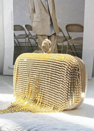 Rhinestone Fringe Evening Clutch